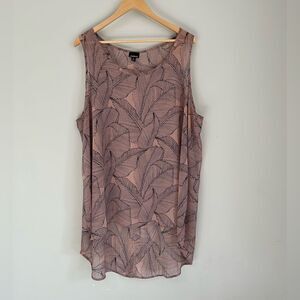 Torrid Pink Leaf Sheer Sleeveless Top